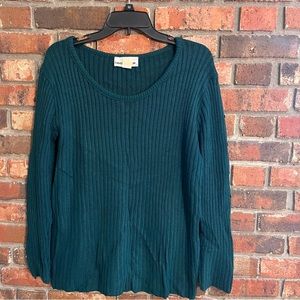 David Benjamin womens vintage ribbed button crewneck sweater green medium